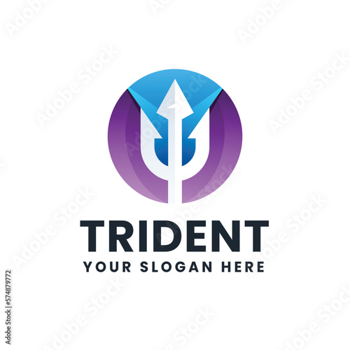 Trident Gradient Logo Vector Icon Illustration