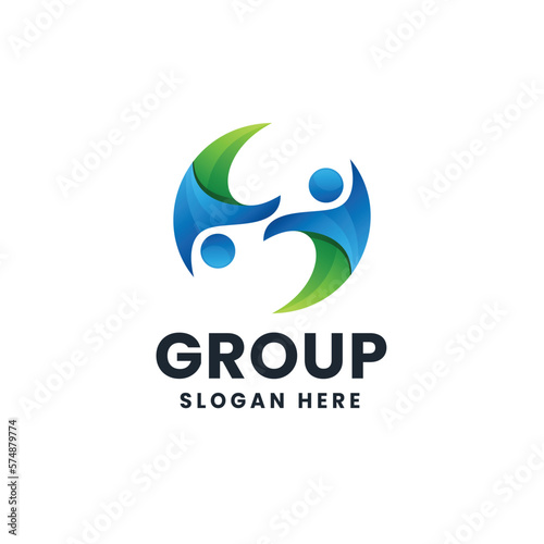 People Group Gradient Logo Vector Icon Illustration