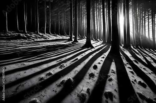 Dark Forest Flash with Long Shadows- Generative AI