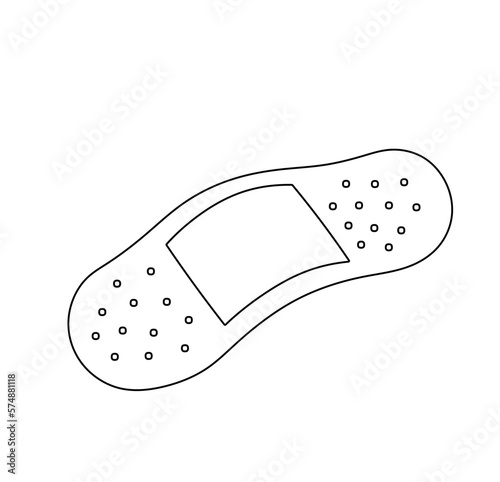 Vector isolated one single sticking plaster colorless black and white contour line easy drawing