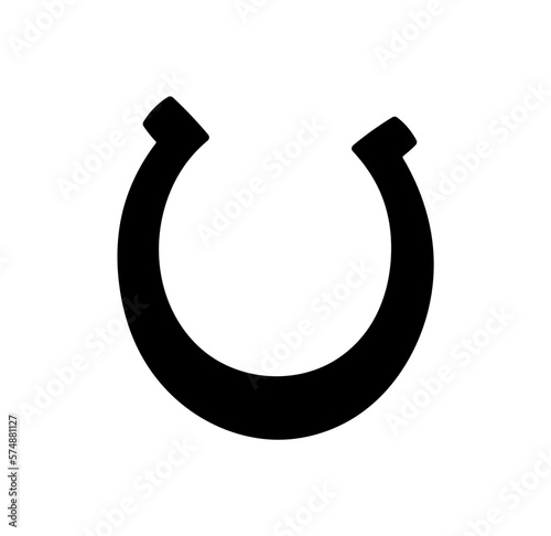 Vector isolated one single simplest horseshoe without holes  colorless black and white outline silhouette shadow shape