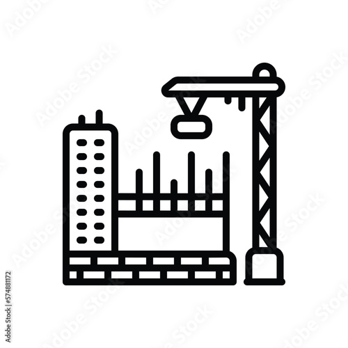 Black line icon for reconstruction