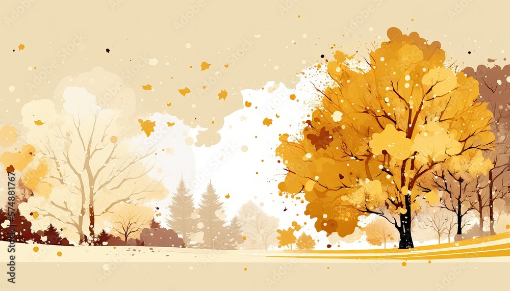 Beautiful Designer Seasonal Background with Snowy cream Color Hue Autumn Modern Wallpaper Template with Vibrant Hues and Stunning Scenery for Presentation, Ad, and All Applications (generative AI)