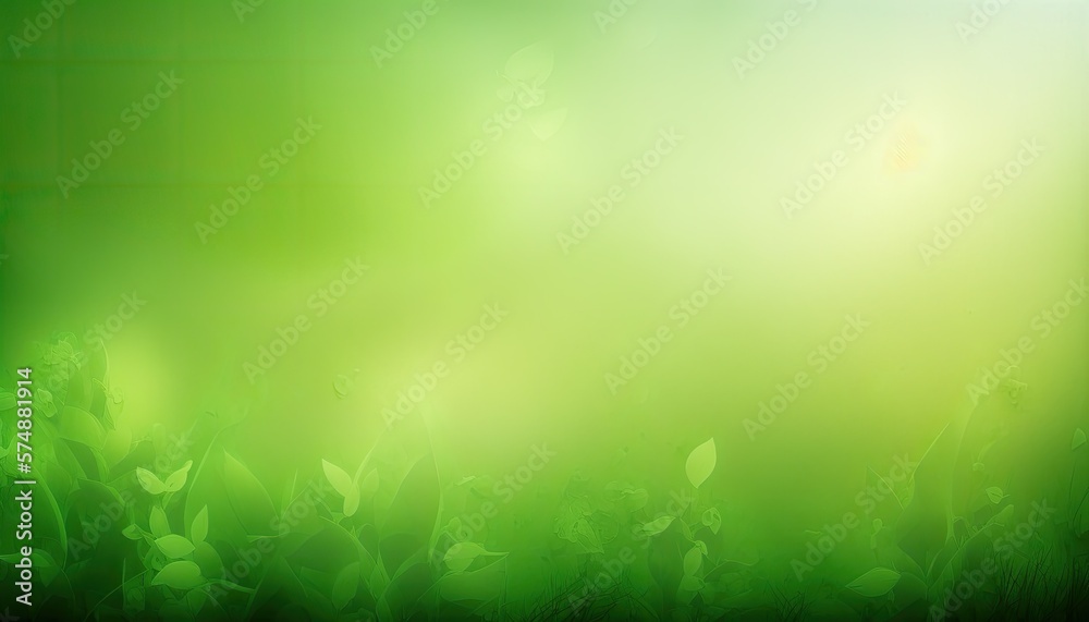 Beautiful Designer Seasonal Background with Soft green Color Hue Spring Modern Wallpaper Template with Vibrant Hues and Stunning Scenery for Presentation, Ad, and All Applications (generative AI)
