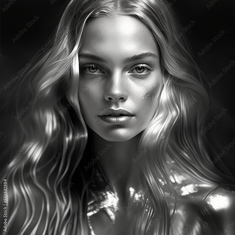 Fototapeta premium Silver Woman Portrait, made with generative AI
