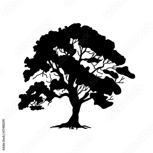 Tree silhouette collection on white background. Isolated vector design elements. Hand drawn illustration clipart design.