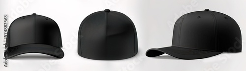 Blank empty hat, black color with clean and flat background