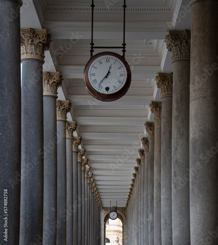 Colonnade with a clock in Kalovy Vary photo