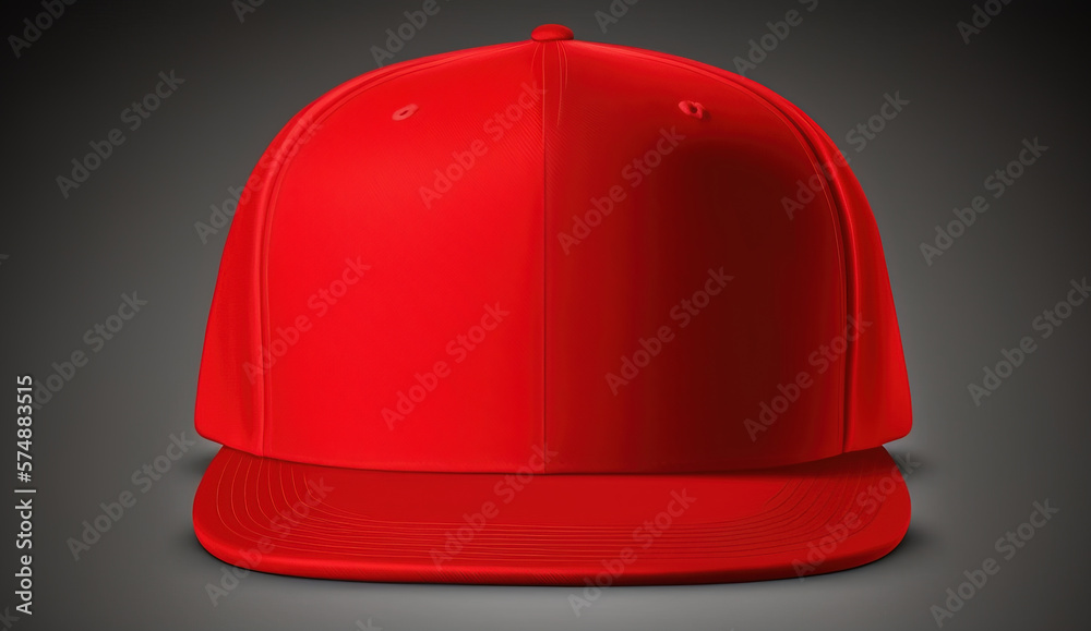 Blank red hat template, front view with dark background Stock