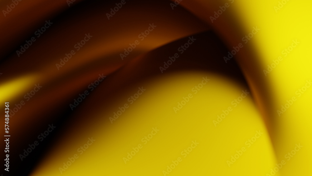 Obraz premium Abstract background template with distorted, flowing and twisting colorful yellow, gold geometry. 3D illustration, rendering