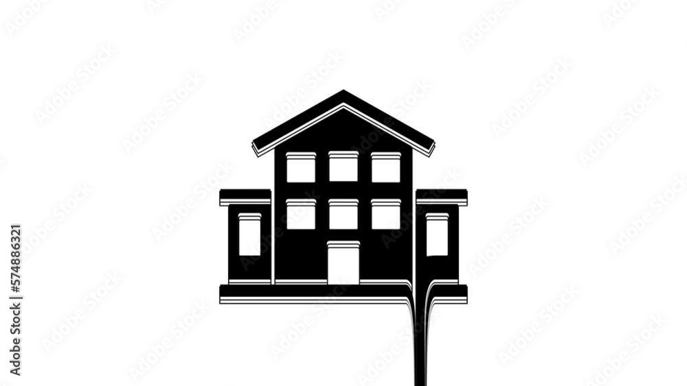 Black House icon isolated on white background. Home symbol. 4K Video motion graphic animation Black House icon isolated on white background. Home symbol. 4K Video motion graphic animation