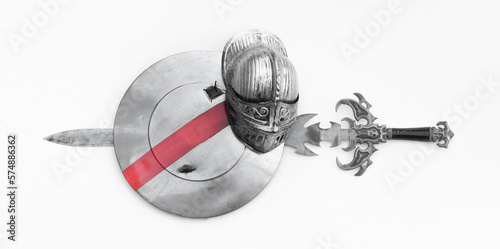 gladiator sword and shield isolated on white background