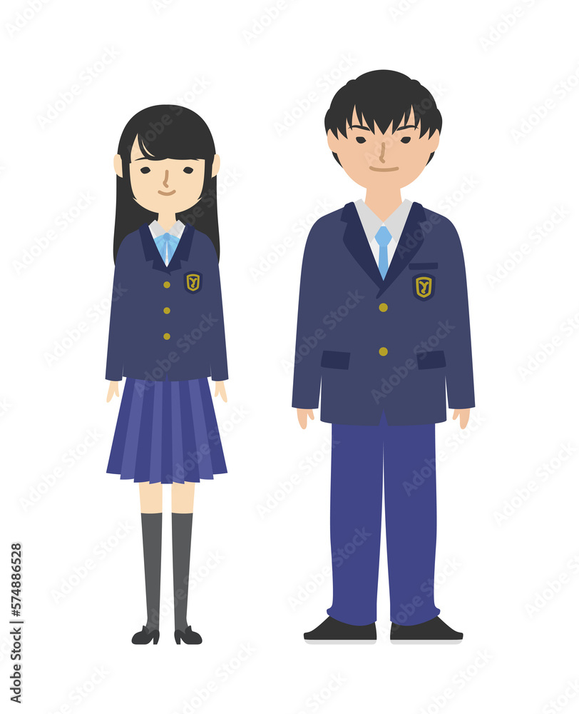 青系のブレザー制服を着た高校生たち