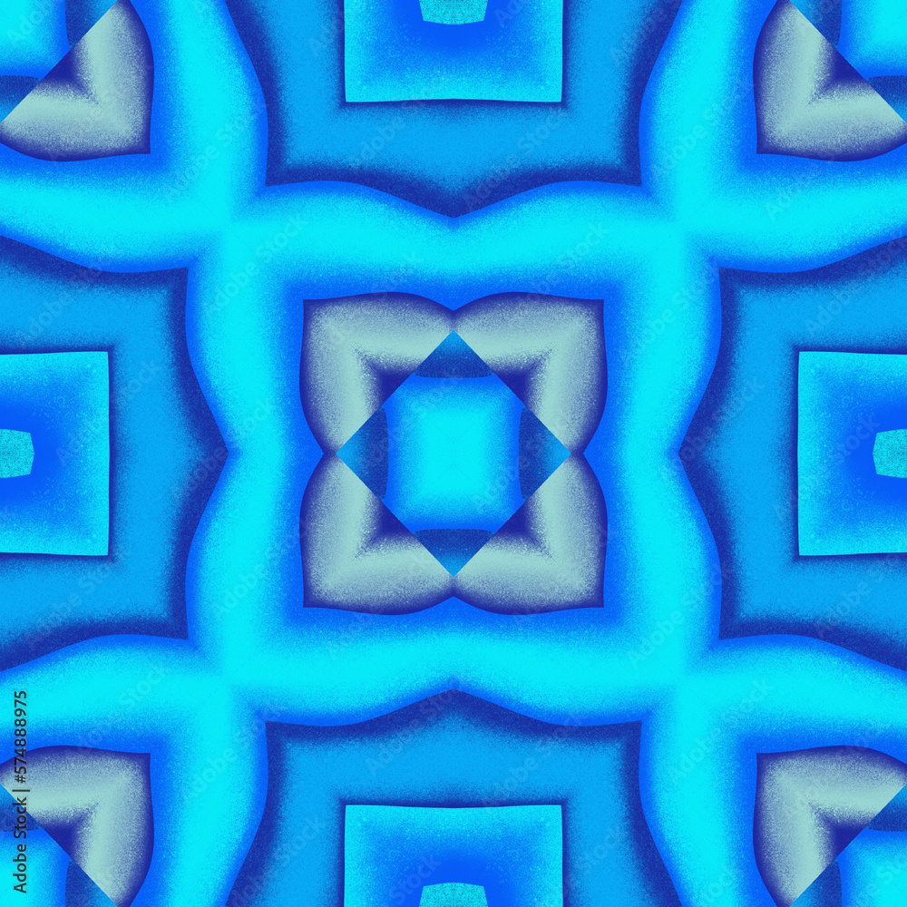 Geometric pattern with beautiful blue gradient with noise texture.