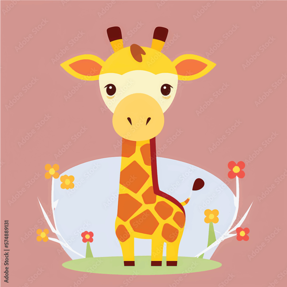 Cute Giraffe Vector Illustration with Nature Background for Kids: Adorable Safari Animal in Playful Vector Style Surrounded by Vibrant Trees and Leaves - Perfect for Children's Books, Educational Reso Cute Giraffe Vector Illustration with Nature Background for Kids: Adorable Safari Animal in Playful Vector Style Surrounded by Vibrant Trees and Leaves - Perfect for Children's Books, Educational Reso