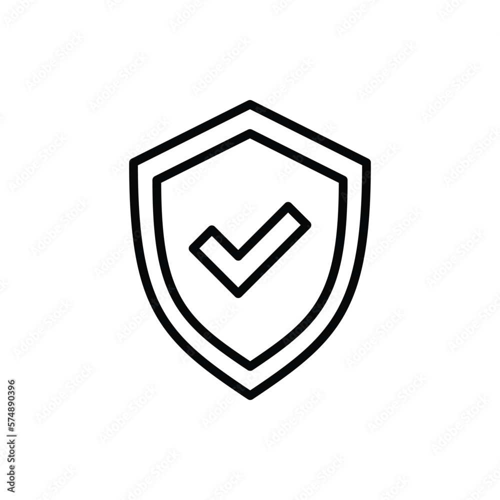 Protection thin line icon: shield with tick. Modern vector illustration. Protection thin line icon: shield with tick. Modern vector illustration.