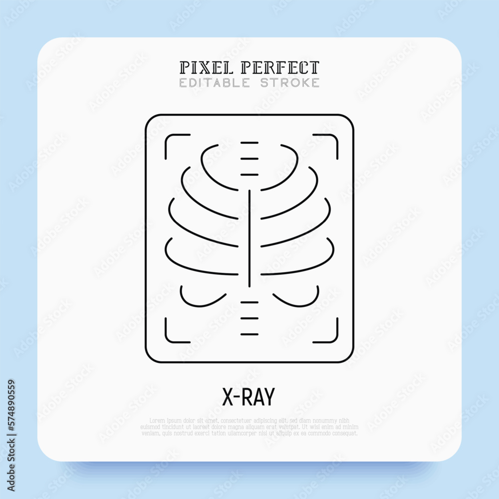 X-ray thin line icon. Medical scan. Pixel perfect, editable stroke. Vector illustration. X-ray thin line icon. Medical scan. Pixel perfect, editable stroke. Vector illustration.