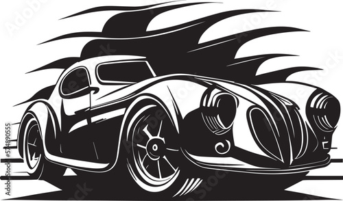 Vintage Luxury Sports Car Logo Monochrome Design Style 
