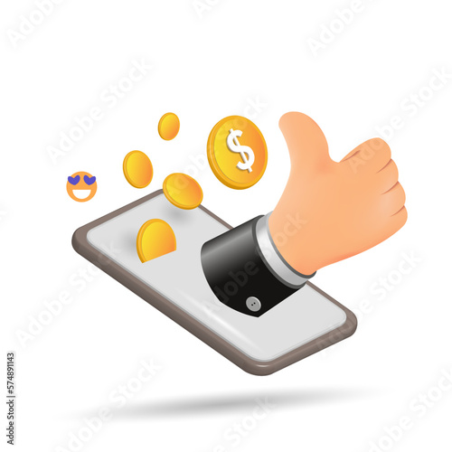 Wallpaper Mural 3D vector illustration. Cartoon human hand with thumb,
 social media like concept, business success. Torontodigital.ca