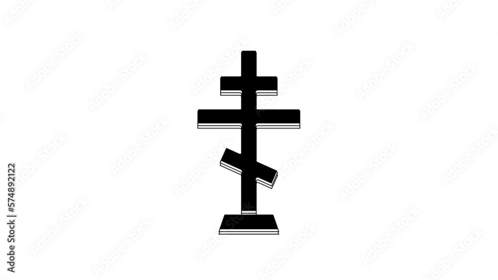 Black Christian cross icon isolated on white background. Church cross. 4K Video motion graphic animation Black Christian cross icon isolated on white background. Church cross. 4K Video motion graphic animation