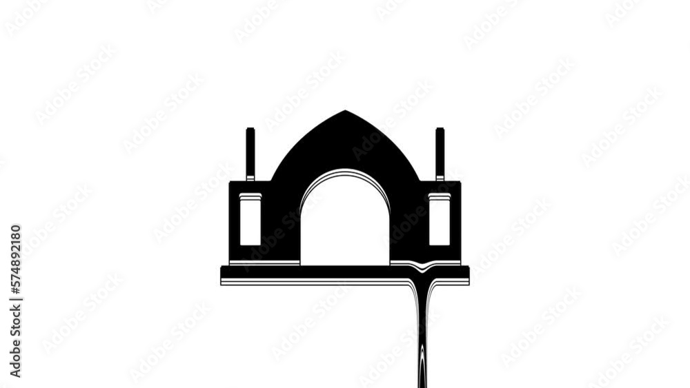 Black Hindu spiritual temple icon isolated on white background. 4K Video motion graphic animation Black Hindu spiritual temple icon isolated on white background. 4K Video motion graphic animation