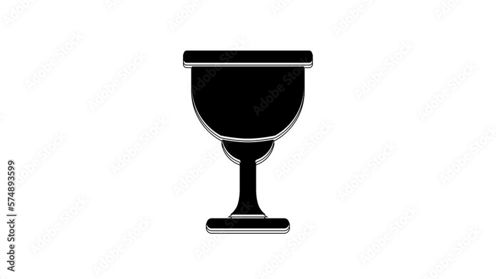 Black Holy grail or chalice icon isolated on white background. Christian chalice. Christianity icon. 4K Video motion graphic animation Black Holy grail or chalice icon isolated on white background. Christian chalice. Christianity icon. 4K Video motion graphic animation