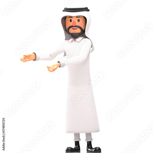 muslim man pointing something 3d illustration