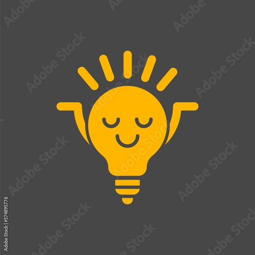 Light bulb smiling, happy character