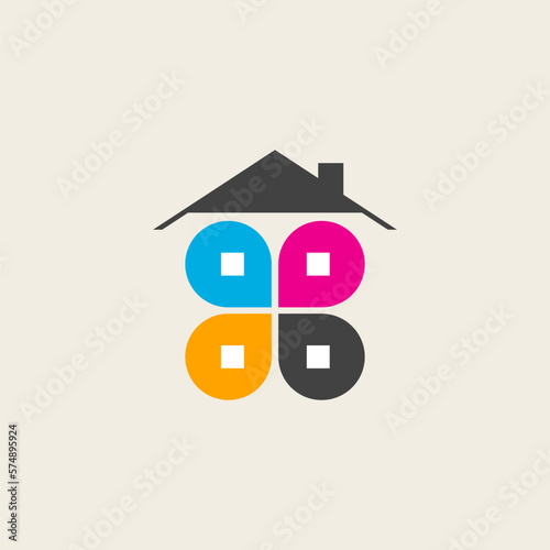 CMYK logo in shape of house