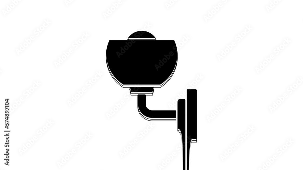 Black Wall lamp or sconce icon isolated on white background. Wall lamp light. 4K Video motion graphic animation Black Wall lamp or sconce icon isolated on white background. Wall lamp light. 4K Video motion graphic animation