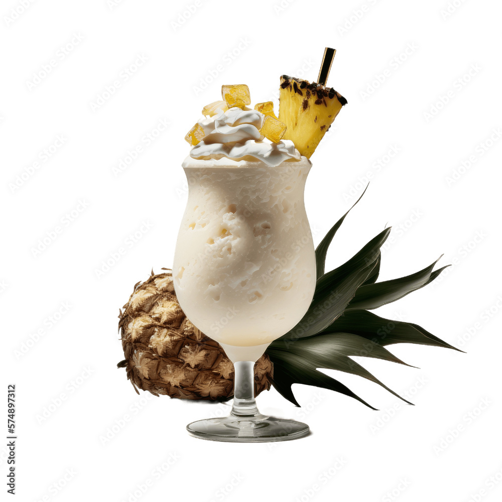 pina colada drink, pineapple cocktail, transparent background png Stock