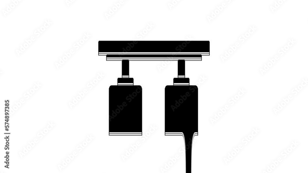 Black Led track lights and lamps with spotlights icon isolated on white background. 4K Video motion graphic animation Black Led track lights and lamps with spotlights icon isolated on white background. 4K Video motion graphic animation