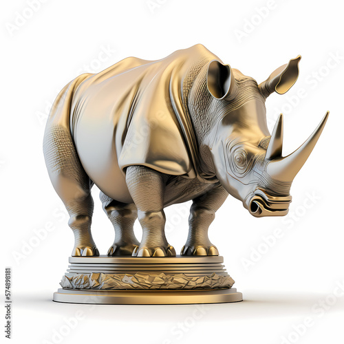 Trophy with Rhinoceros character design. Generative AI