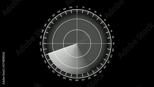 Rader Hud technology rotated animated, Object location detection  technology and signal waves .