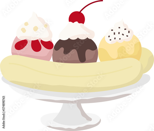 Banana split flat illustration