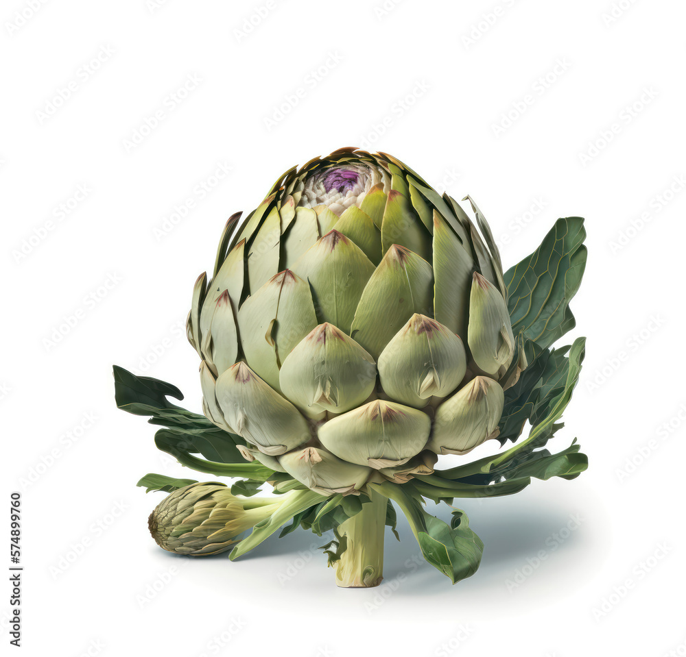Fototapeta premium artichoke isolated on white background. illustration .generative AI. 