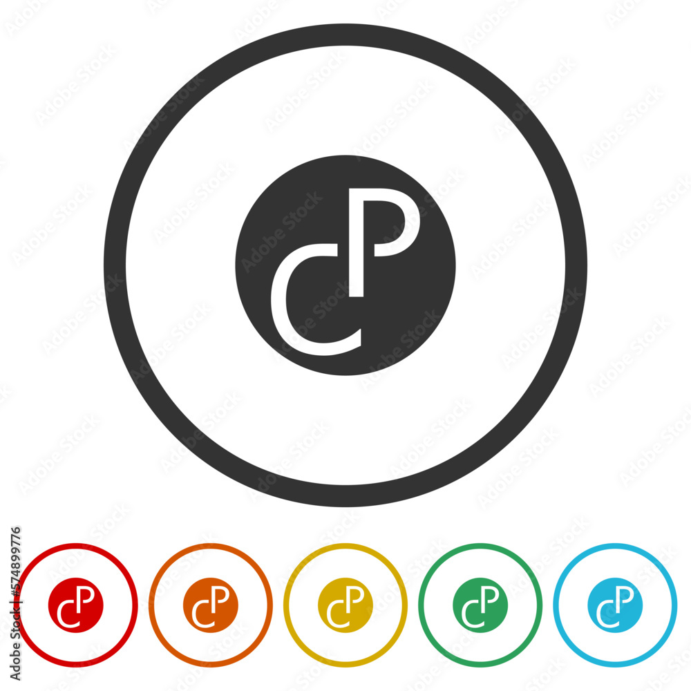 CP logo Design Template icons in color circle buttons CP logo Design Template icons in color circle buttons