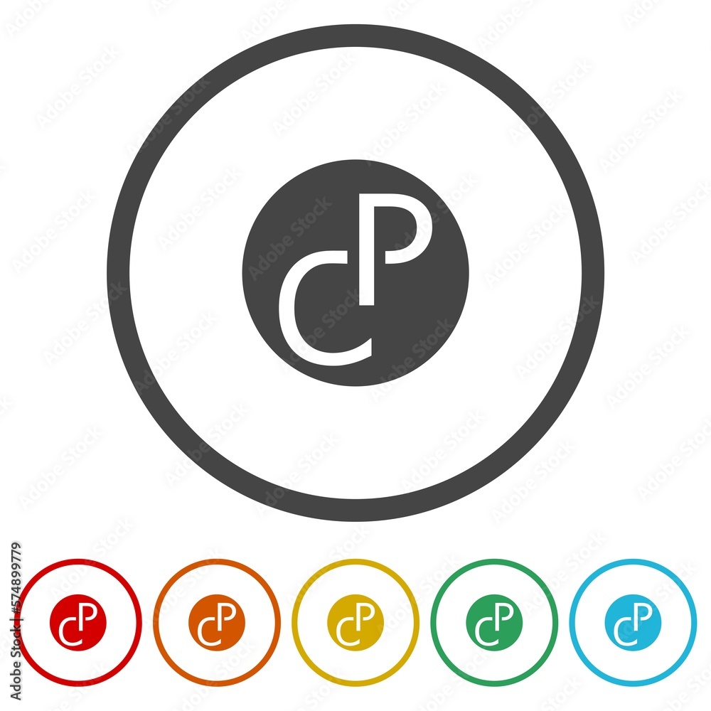 CP logo Design Template icons in color circle buttons CP logo Design Template icons in color circle buttons