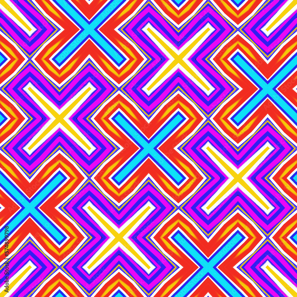 Geometric pattern with cross. Colorful ornate and seamless design. 