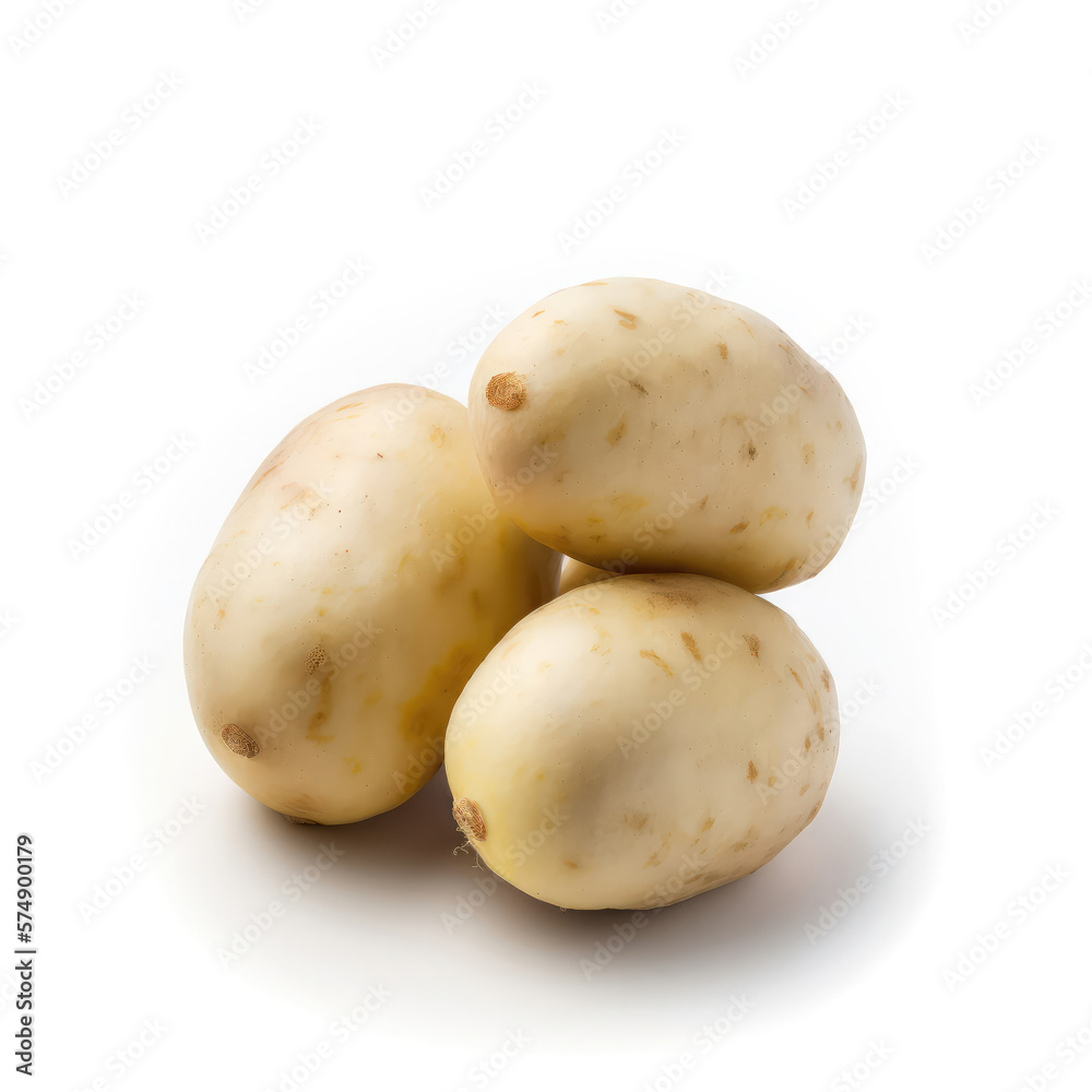 Papa blanca potatoes variety isolated on white background. generative AI.illustration Papa blanca potatoes variety isolated on white background. generative AI.illustration