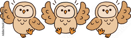 フクロウイラストセット