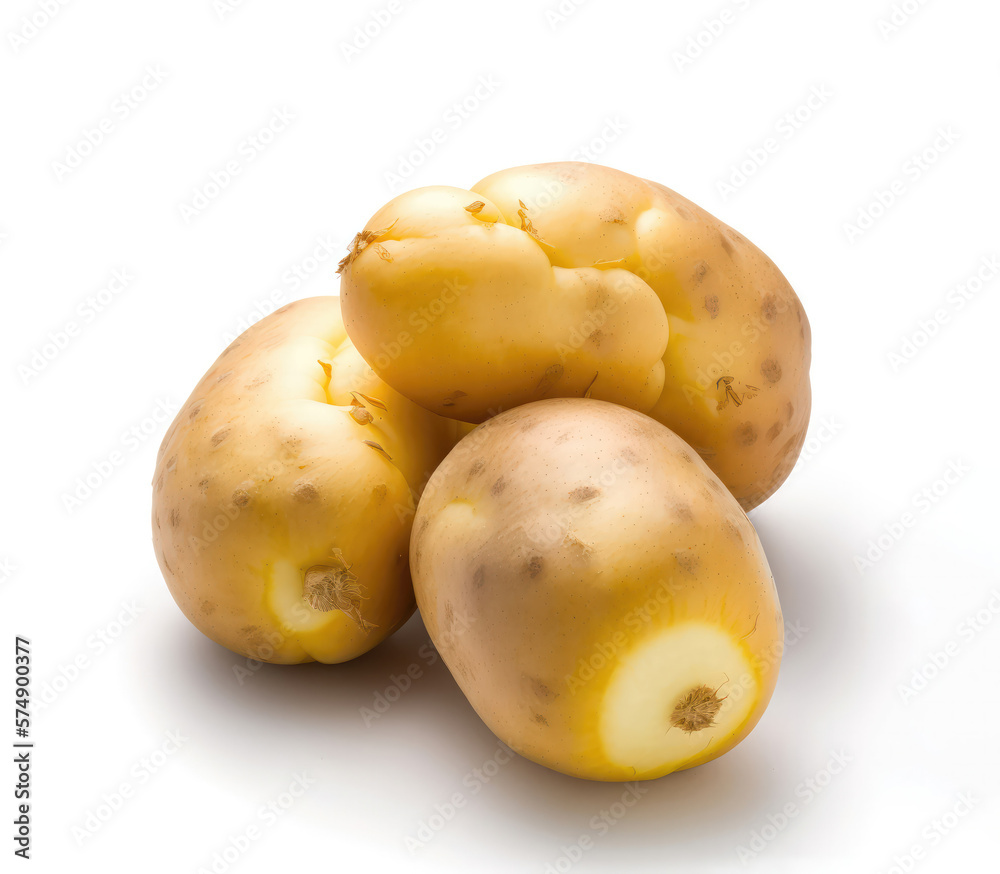 Potato variety Shelford isolated on white background.generative AI. Potato variety Shelford isolated on white background.generative AI.