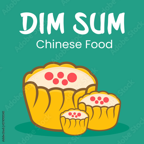 Dim sum dumplings flyer template for chinese cuisine restaurant with copy scape