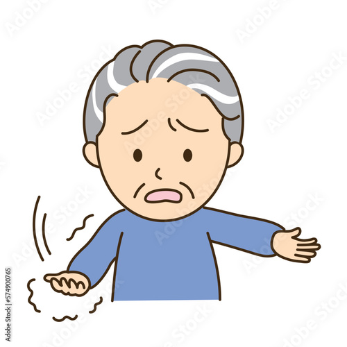 脳卒中により腕が麻痺したおじいさん