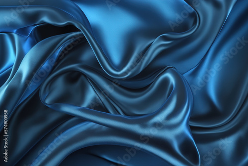 Blue silk background image, generative ai