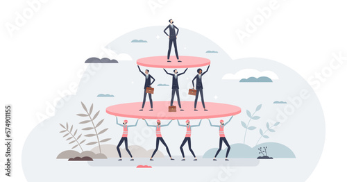 Social stratification and different wealth class division tiny person concept, transparent background. Economical discrimination and financial gap inequality.