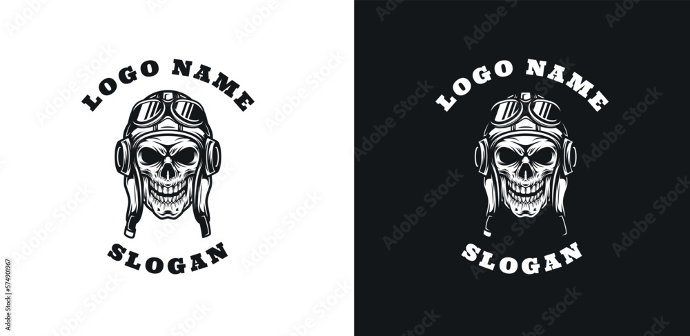 Skull Pilot Graphic Logo Design Skull Pilot Graphic Logo Design