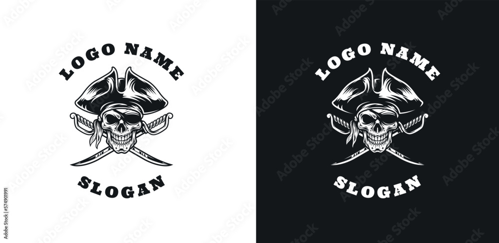 Obraz premium Skull Pirates Graphic Logo Design