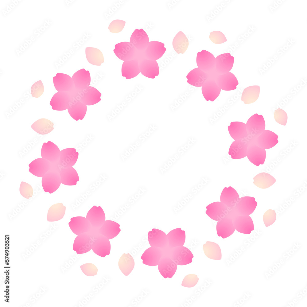 桜の花びらのふんわりとした丸フレーム  sakura _circle_frame
