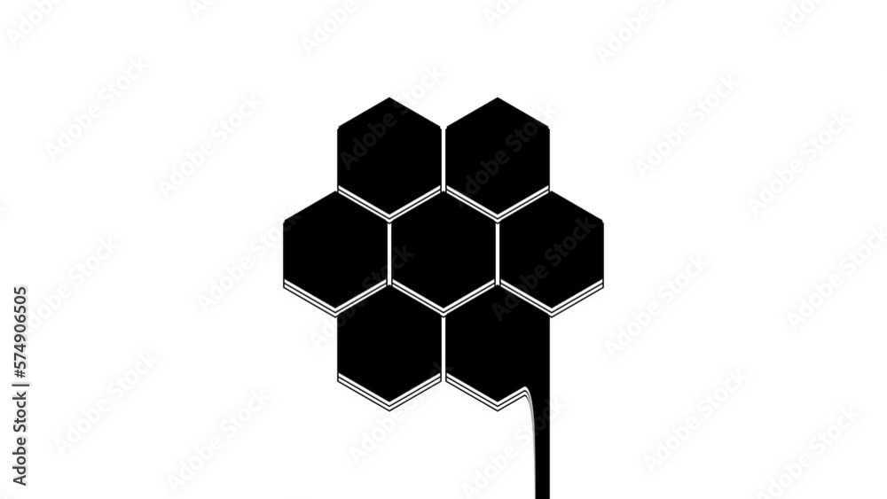 Black Honeycomb icon isolated on white background. Honey cells symbol. Sweet natural food. 4K Video motion graphic animation Black Honeycomb icon isolated on white background. Honey cells symbol. Sweet natural food. 4K Video motion graphic animation